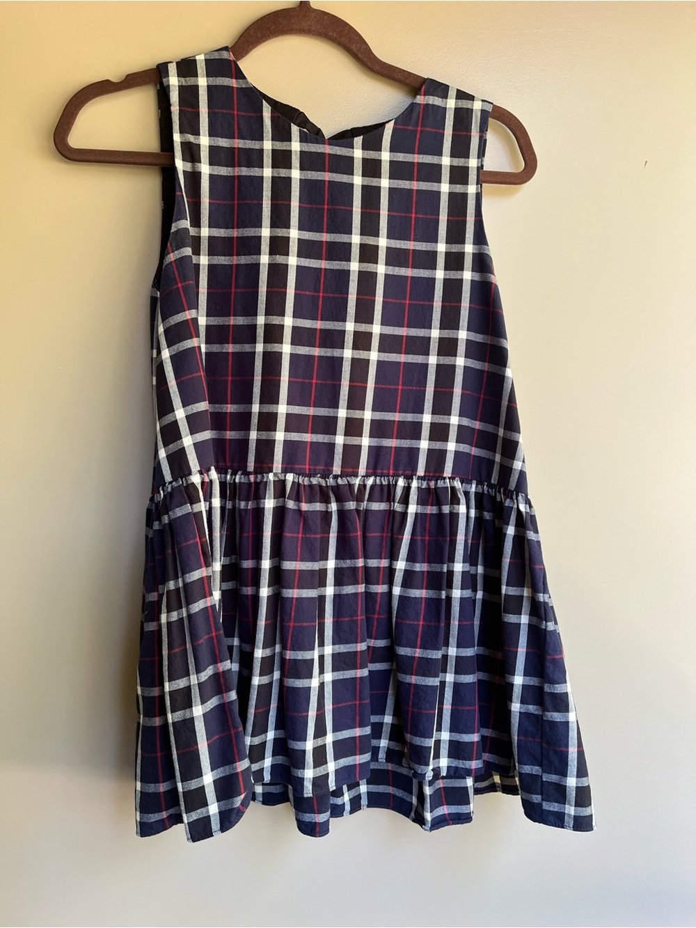 Zara Navy, White & Red Plaid Sleeveless Tunic